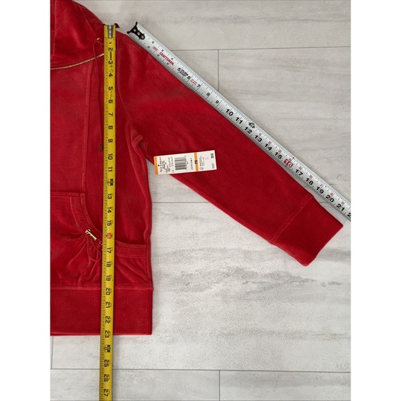 Jones New York Sports Red Zip Up Velour Jacket With Gold Accents Size PS NWT - Picture 6 of 8